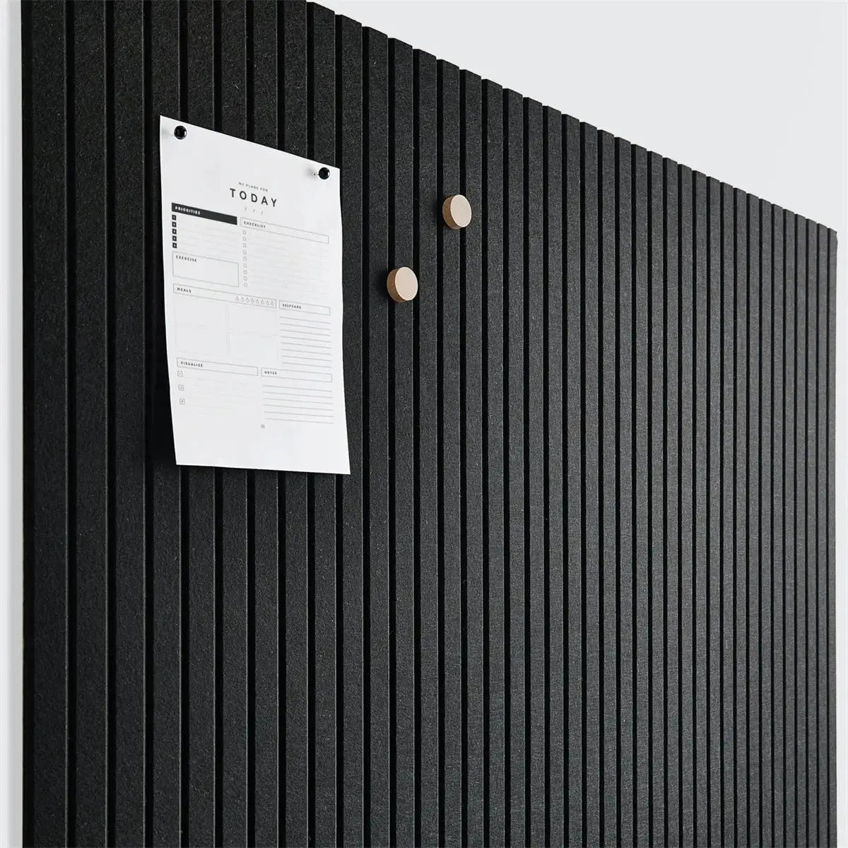Simples Market 6pcs large black felt slat-wall panels for office wall with wooden magnets