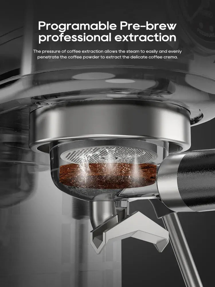 HiBREW 20 Bar Semi Automatic Espresso Machine Temperature Adjustable Cold Hot Steam Cappuccino Maker H10B Super Slim