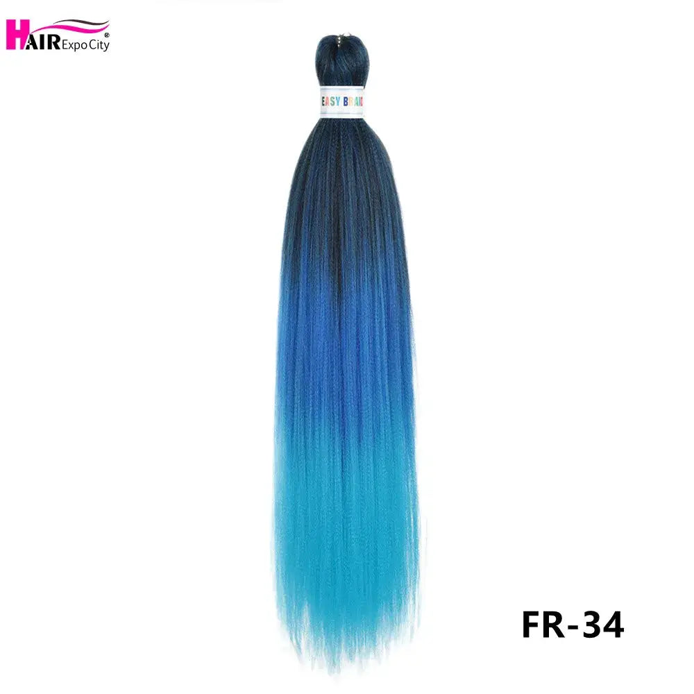 Easy Braids 26-inch synthetic jumbo braids hair extensions in blue ombre, pre-stretched FR-34