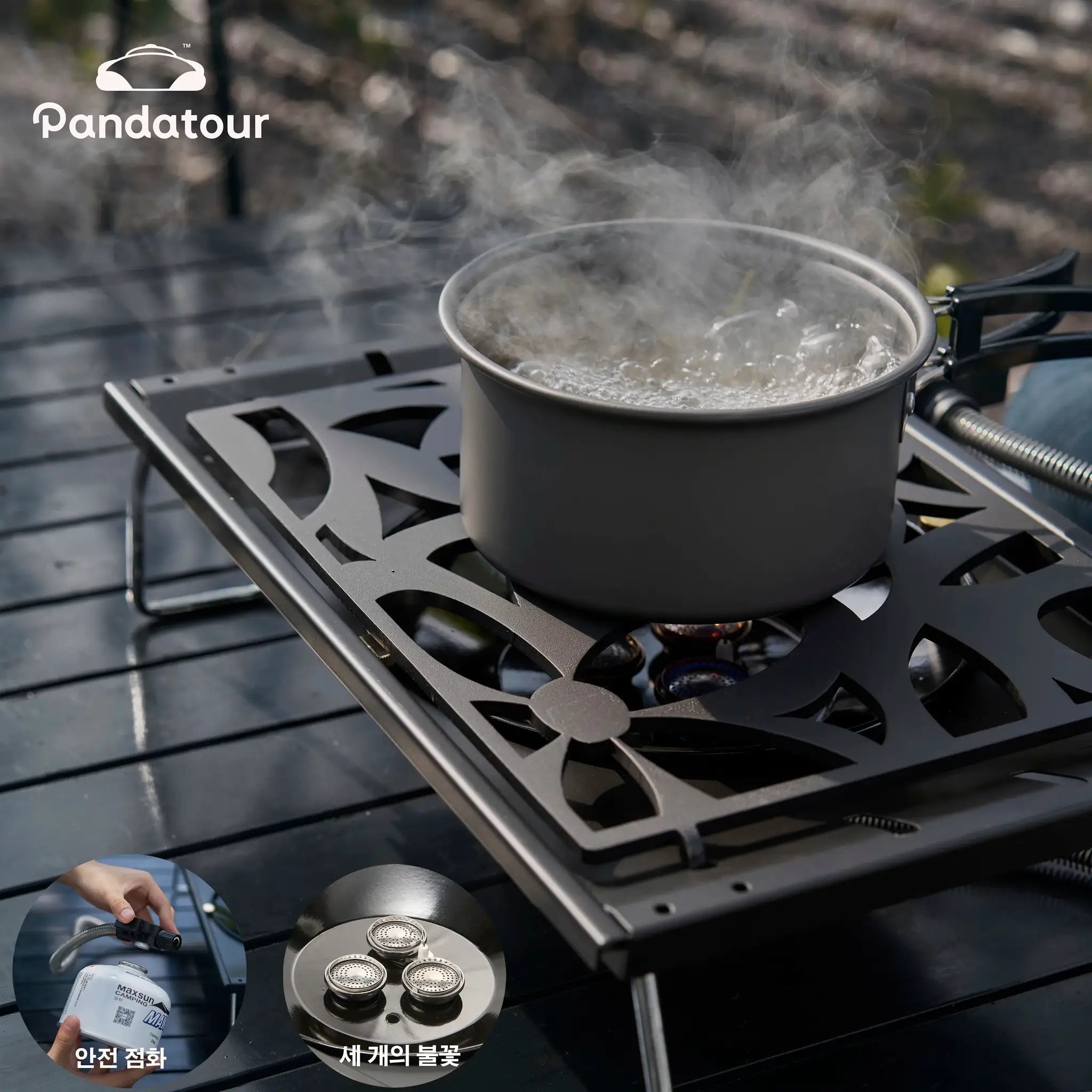 Pandatour IGT Camping Stove With Super High Firepower Stainless Steel Tabletop Desktop One Touch Folding Stove