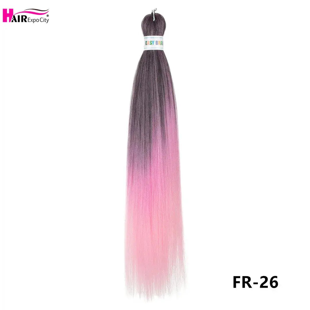 Easy Braids 26in synthetic jumbo braids hair extensions in purple to pink ombre, pre-stretched by Simples Market
