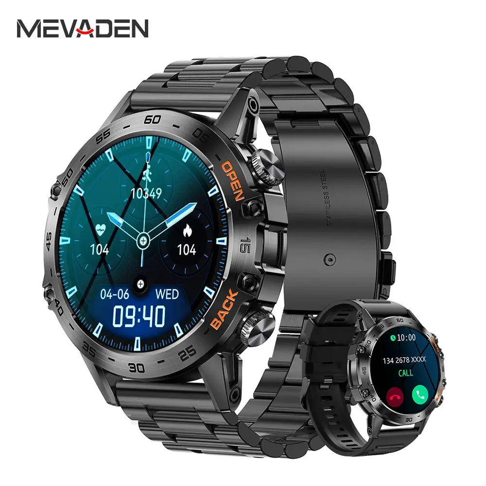 Mevaden Steel 1.39 Bluetooth Call Smart Watch MD52 IP67 Waterproof Fitness Tracker For Android iOS