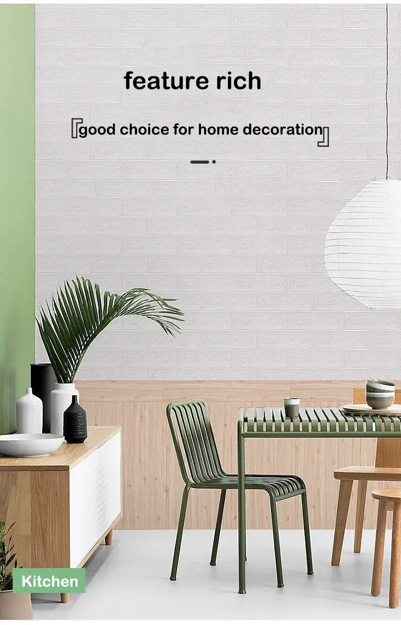 3D brick-pattern wall panels wallpaper, waterproof, 70cm×1m for living room and kitchen decor