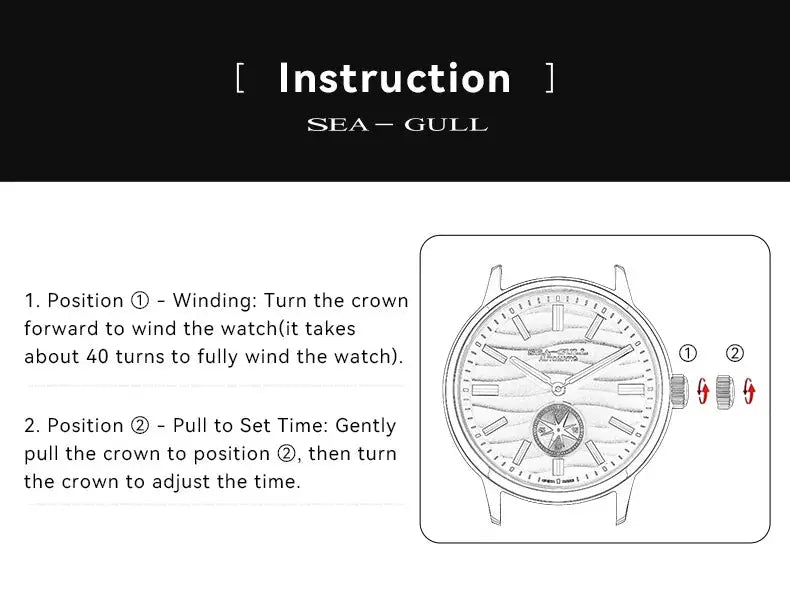 Sea-Gull Seagull Natural Series men's watch illustration with stainless steel bracelet