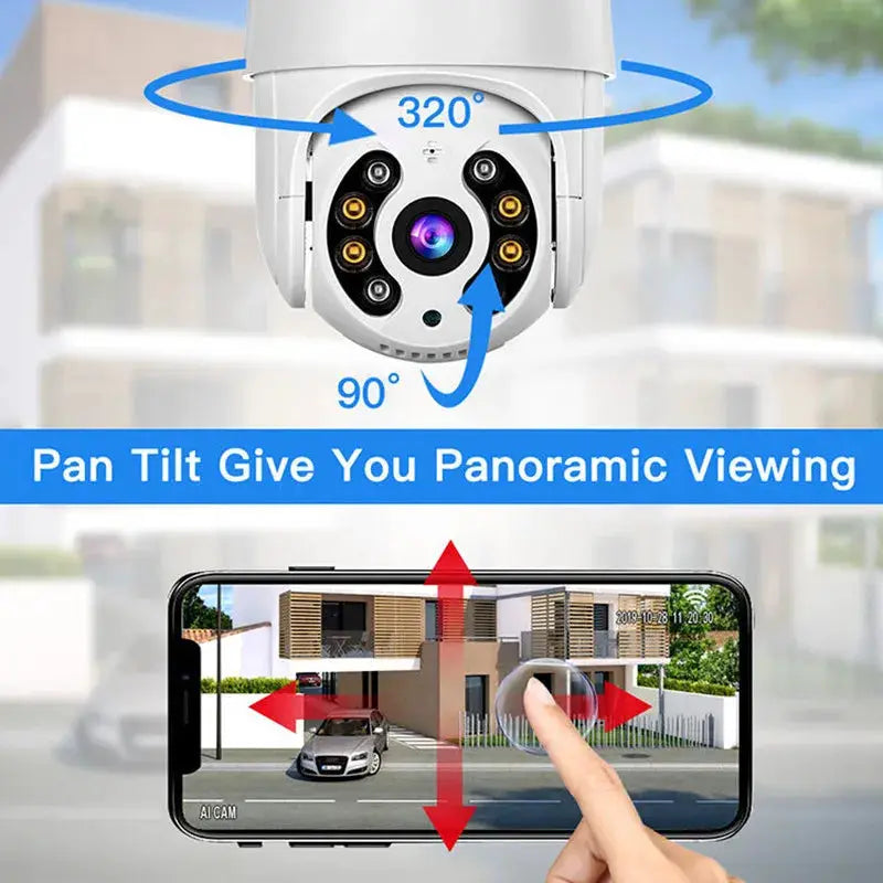 8MP 4K PTZ WiFi outdoor IP camera with pan-tilt and color night vision