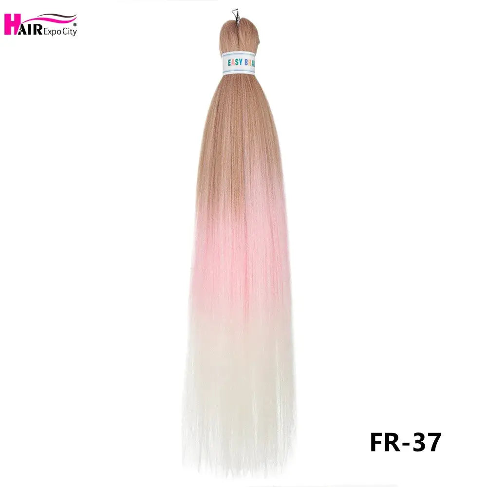 Easy Braids 26-inch synthetic jumbo braids extensions, pink to white ombre, pre-stretched Simples Market