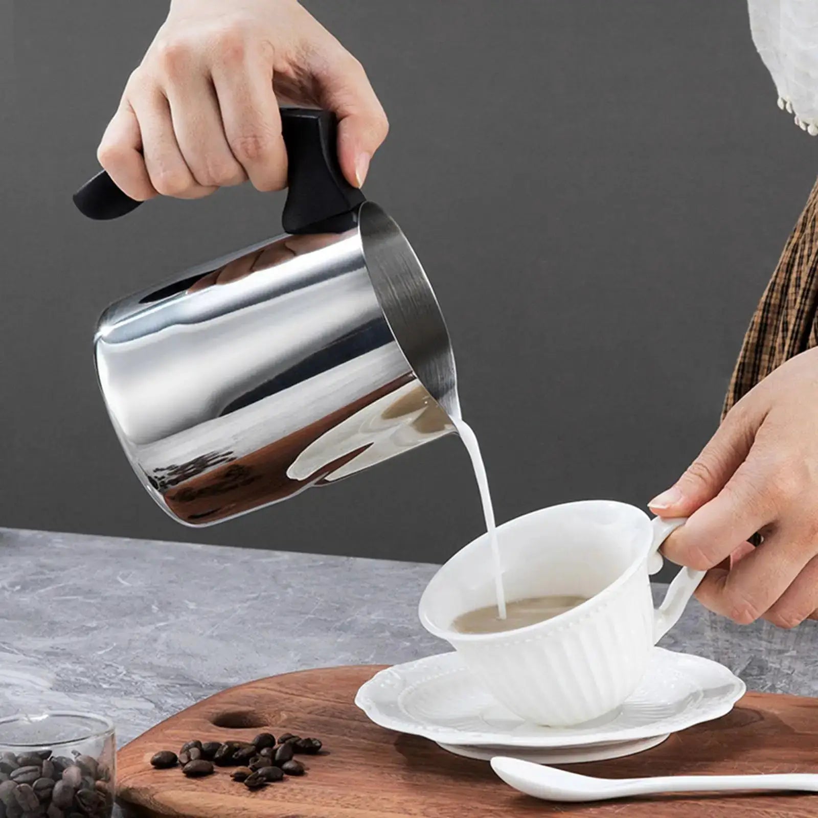 Stainless Steel Turkish Coffee Pot With Long Handle For Easy Pouring And Versatile Heating Milk Warmer