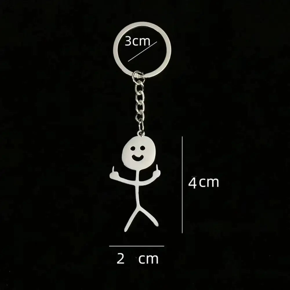Stainless Steel Stickman Keychain With Matching Heart Pendant For Keys Purses Bags Backpacks