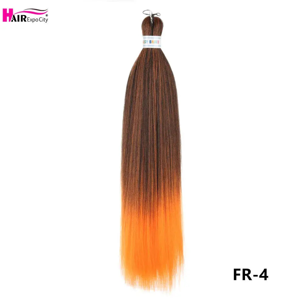 Easy Braids 26-inch synthetic jumbo braids, brown-to-orange ombre, pre-stretched hair extensions