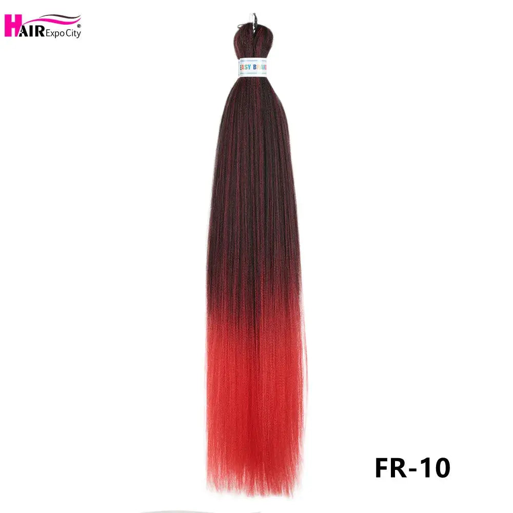 Easy Braids 26-inch synthetic jumbo braids hair extensions, ombre burgundy to red, pre-stretched, Simples Market