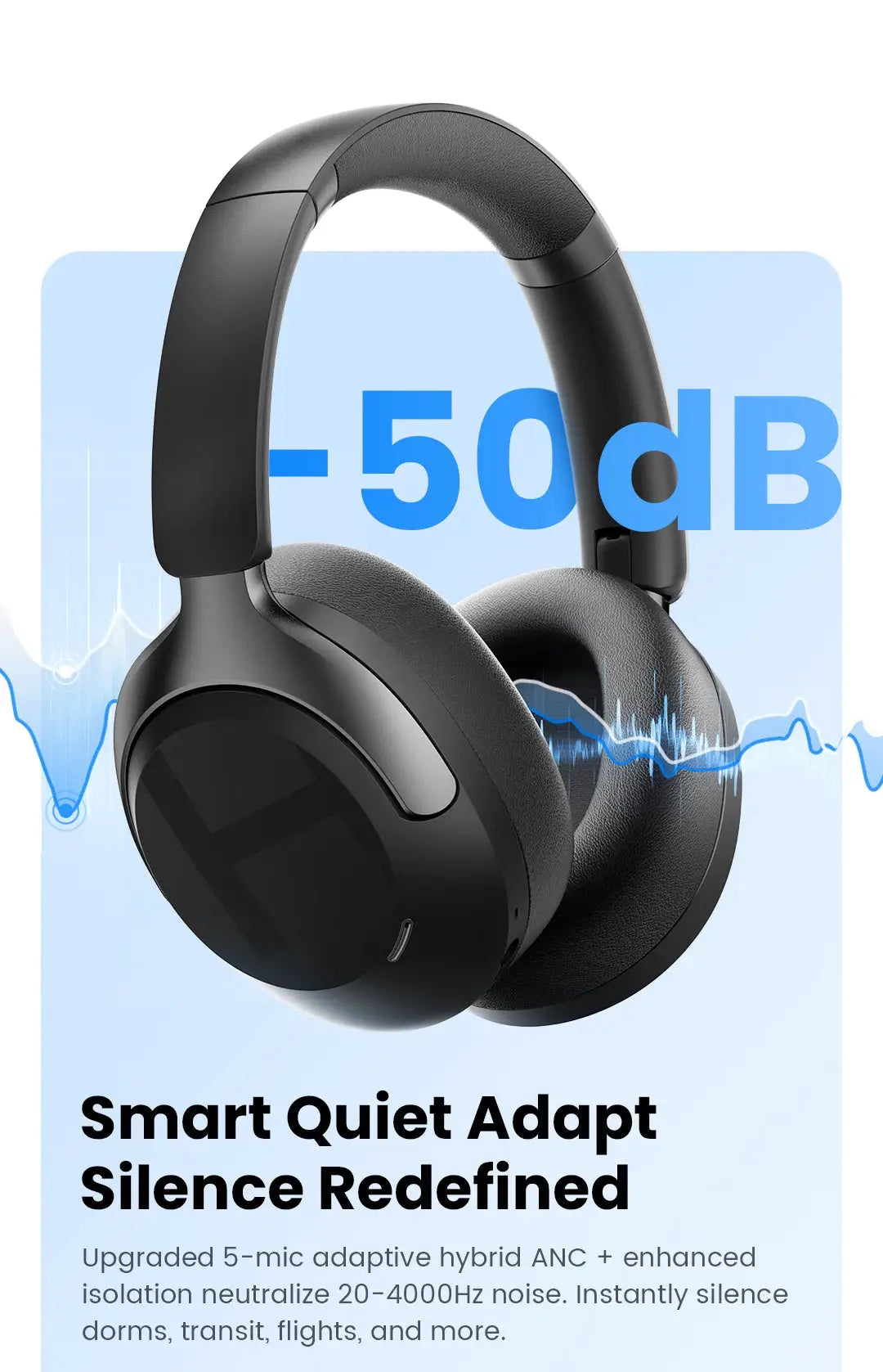HAYLOU S40 ANC wireless headphones by Simples Market, black over-ear with 50dB noise canceling and LDAC Bluetooth 6.0.