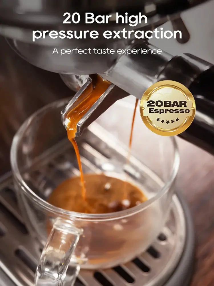 HiBREW 20 Bar Semi Automatic Espresso Machine Temperature Adjustable Cold Hot Steam Cappuccino Maker H10B Super Slim