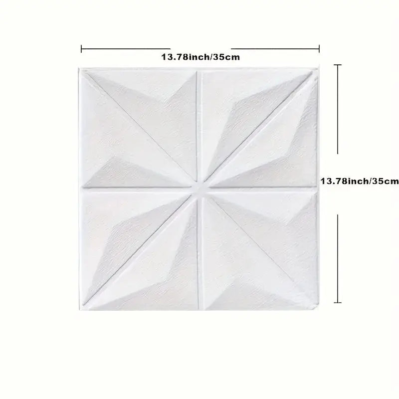 Four 35x35 cm 3D foam wall decor tiles, self-adhesive, waterproof, warm white geometric panels from Simples Market