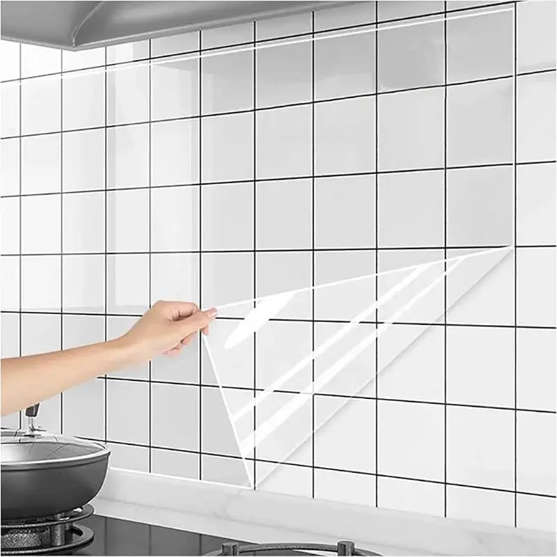 Transparent electrostatic protective film for kitchen wall tiles, 45cm, oil-proof, by Simples Market