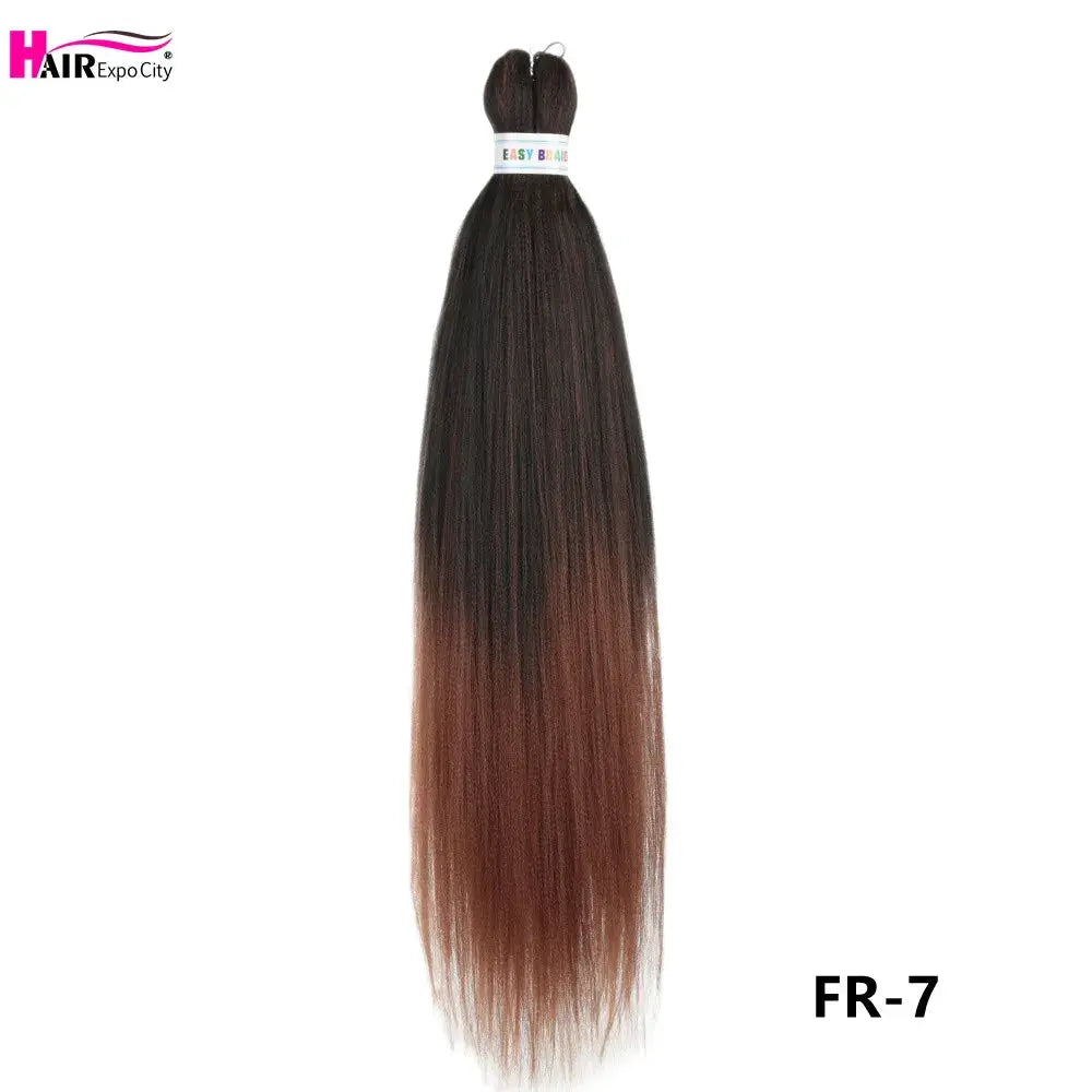 Easy Braids 26-inch synthetic jumbo braids hair extension by Simples Market, black-to-brown ombre, pre-stretched.