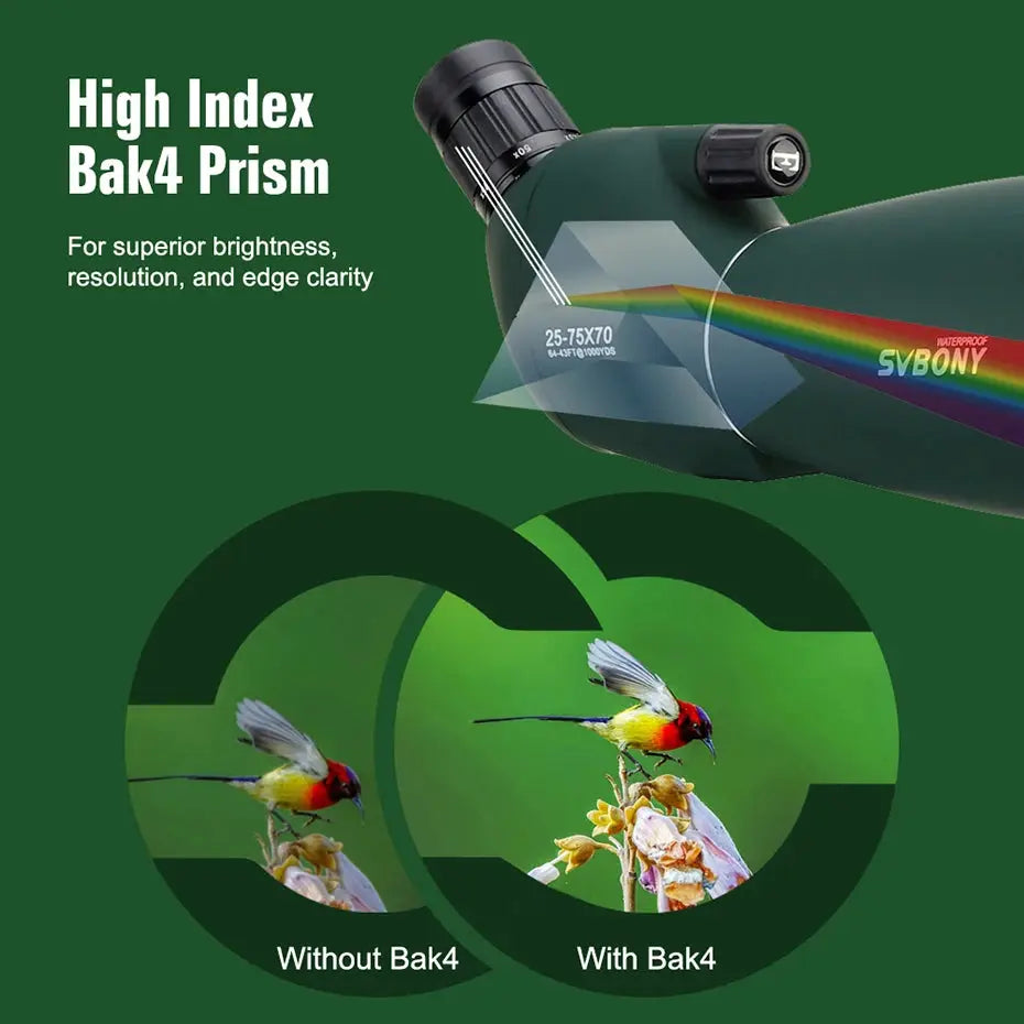 SVBONY SV28 spotting scope, green and waterproof, for bird watching
