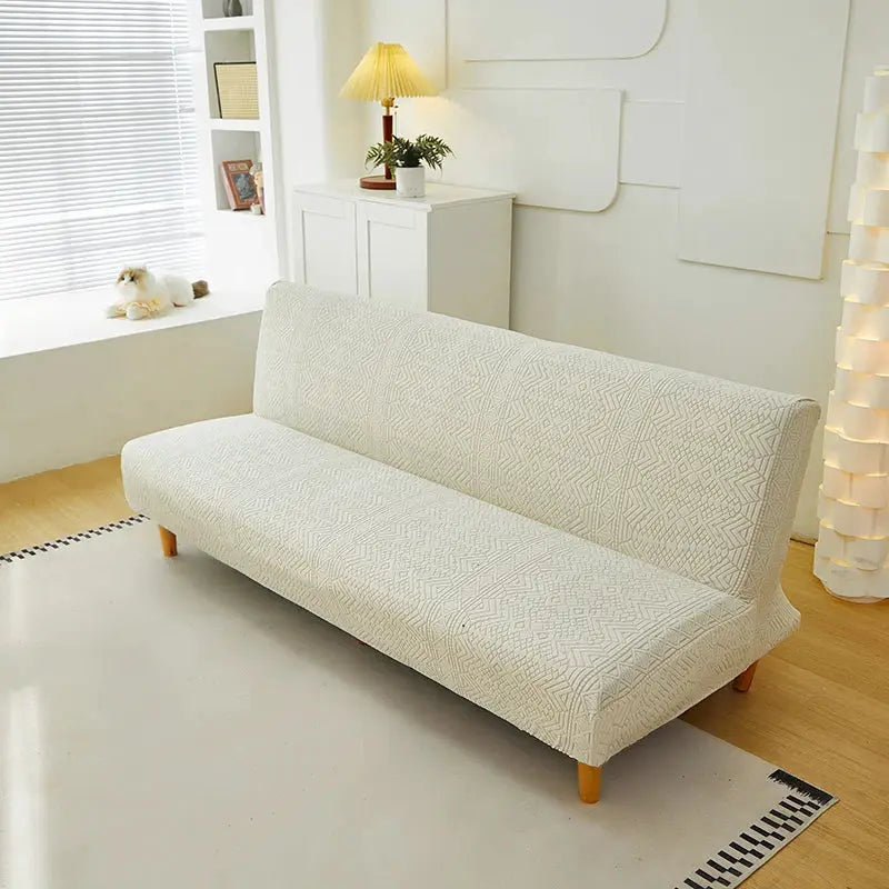 Simples Market stretch jacquard sofa bed cover in cream for living room; easy stretch, splash protector