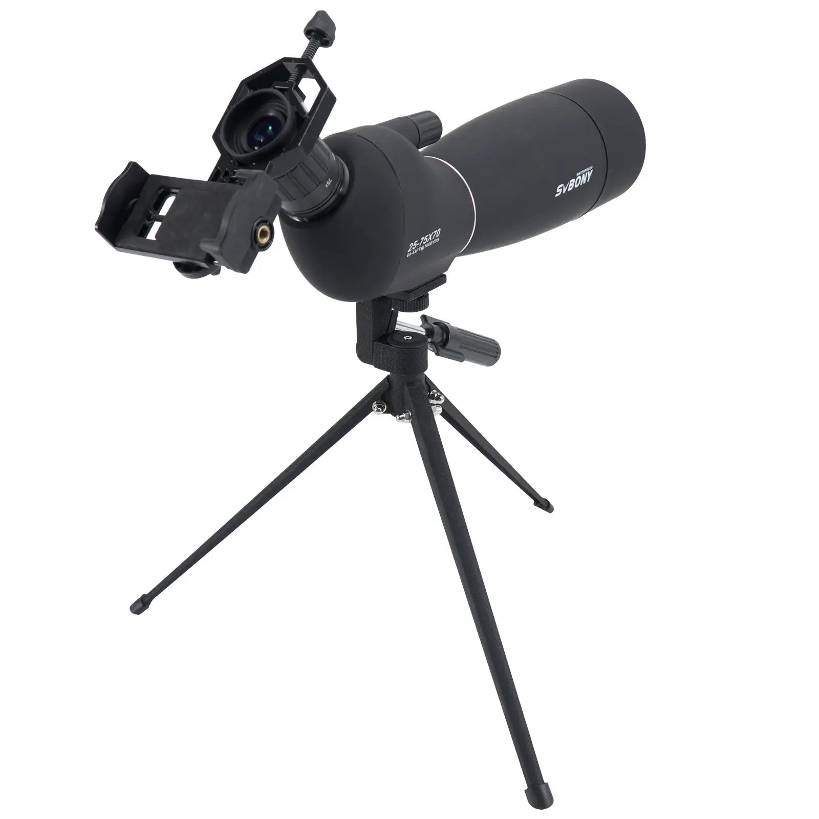SVBONY SV28 spotting scope monocular on tripod, black with adjustable mount