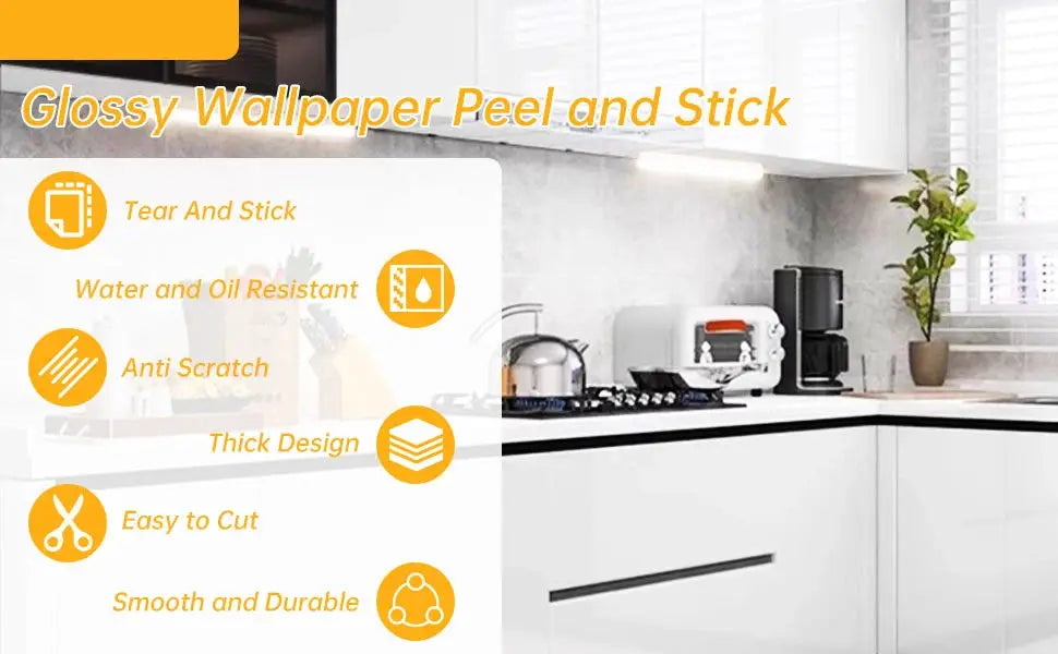 40cm kitchen self-adhesive wallpaper for cabinets and countertops by Simples Market, water and oil resistant