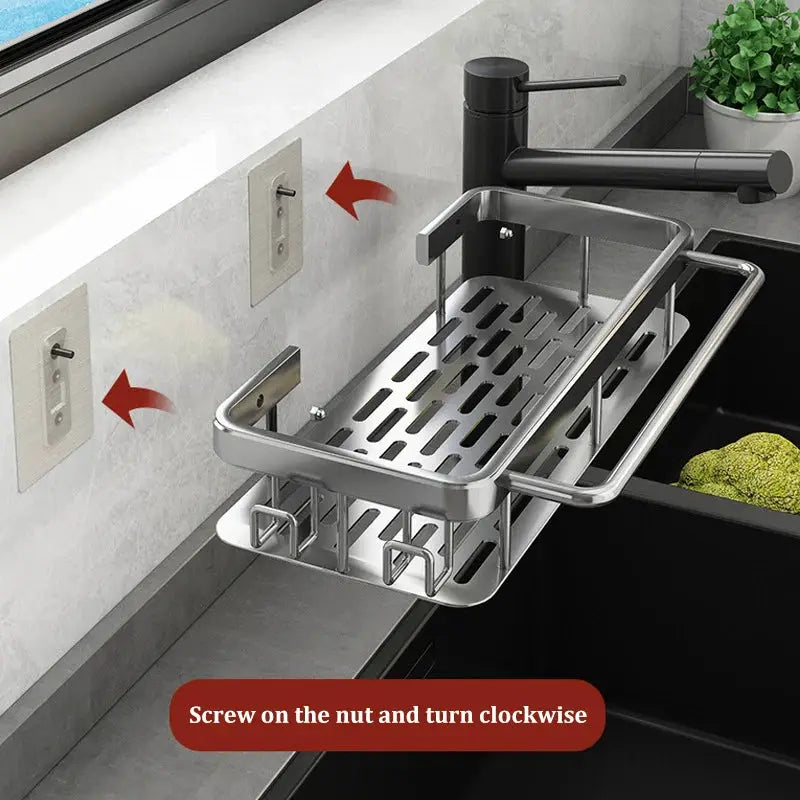 Wall-mounted drain rack by Simples Market, multifunctional stainless steel kitchen rack with punch-free installation