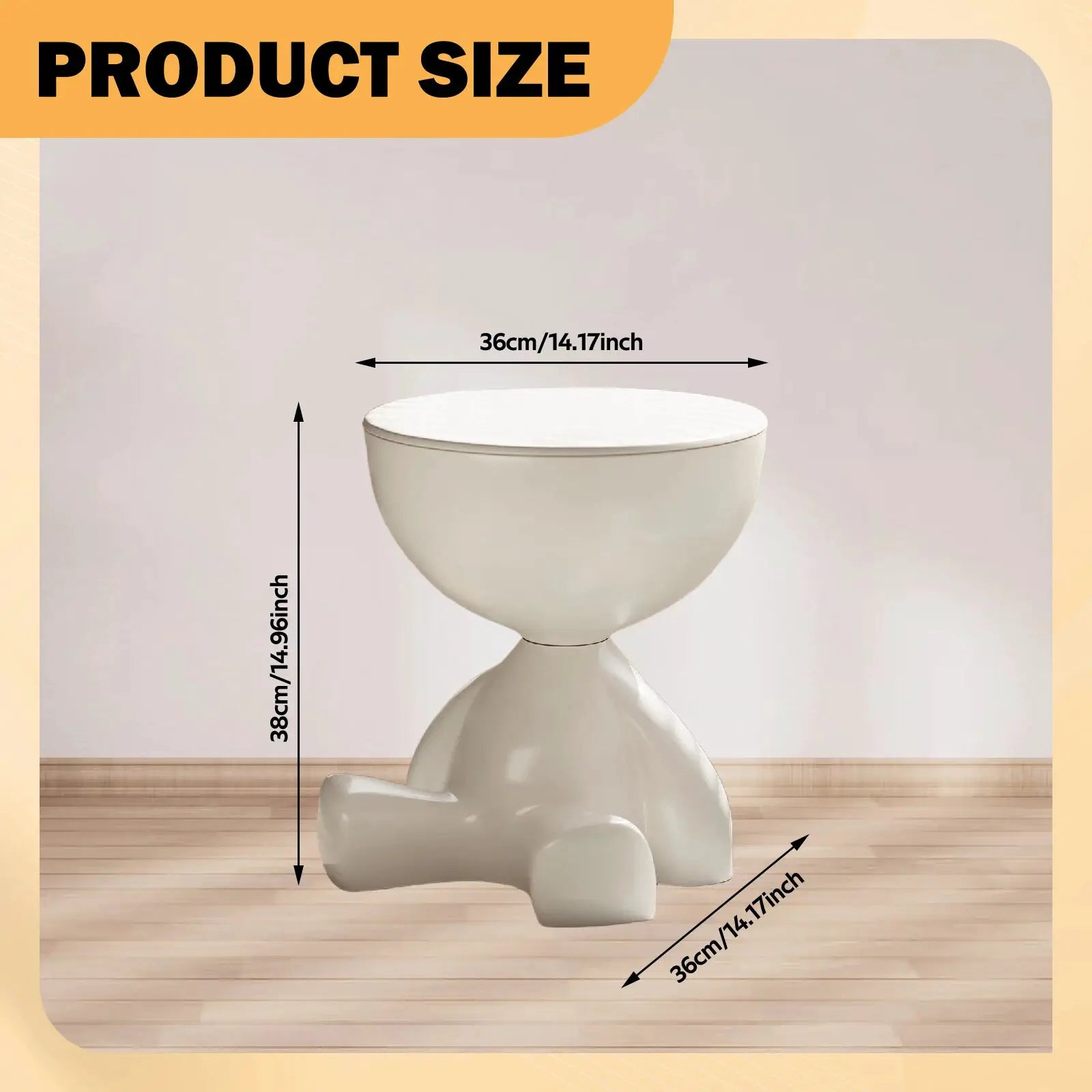 Bear Shaped End Table With Flat Head Figurine Movable Mini Side Table For Living Room Bedroom Balcony Small Apartment