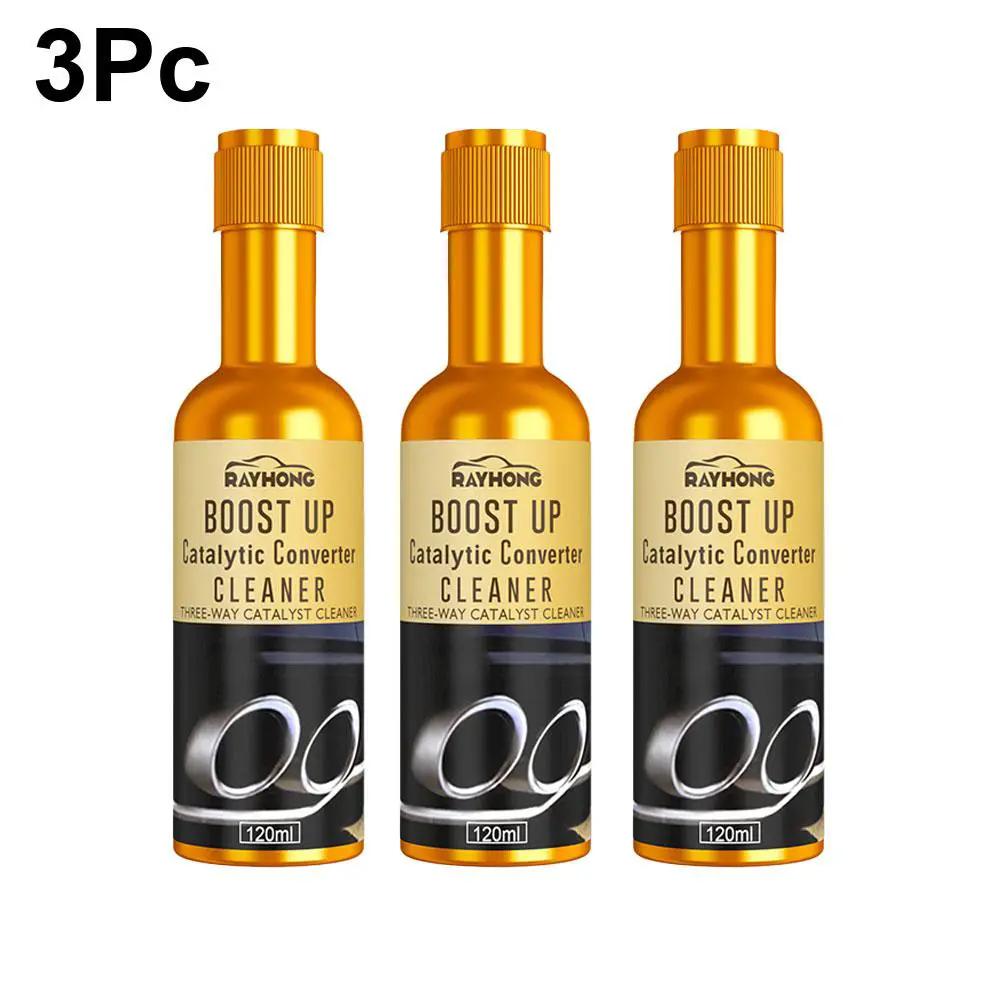 Boost Up Catalytic Converter Cleaner by Rayhong, 3-pack gold bottles, 120ml each