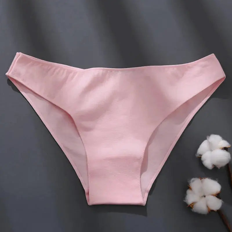 Pink cotton low-waist panties for plus sizes, Simples Market breathable underwear