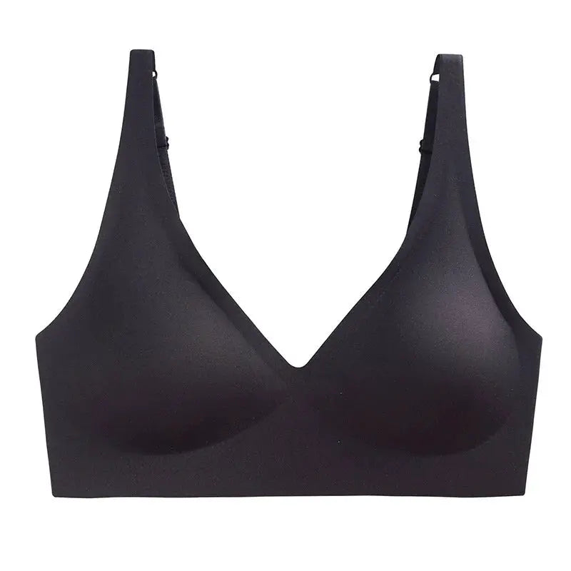 Push-Up Seamless Bra by Simples Market, black non-wire V-neck bralette