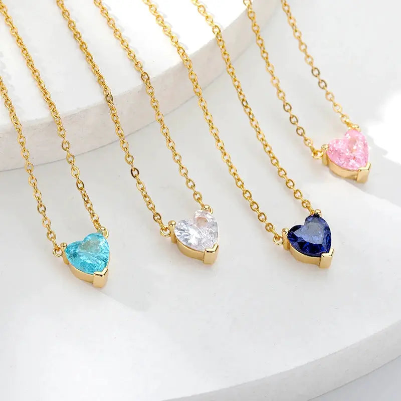 Heart Necklace For Women Stainless Steel Gold Plated Chain Zircon Heart Pendant Choker Wedding Boho Jewelry Gift
