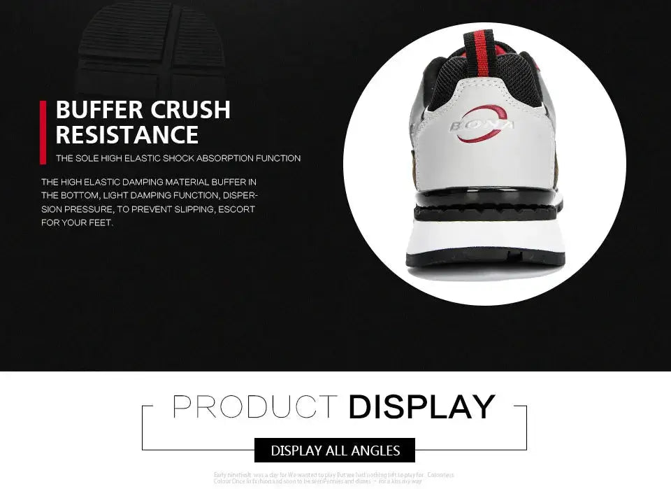 BONA New Designers Action Leather Sport Shoes for men, white leather with black sole