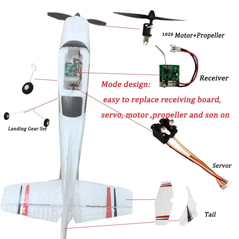 Simples Market WLtoys 2.4G F949 LCD RC airplane Cessna 182 with gyro; RTF kit including motor, servo, receiver.