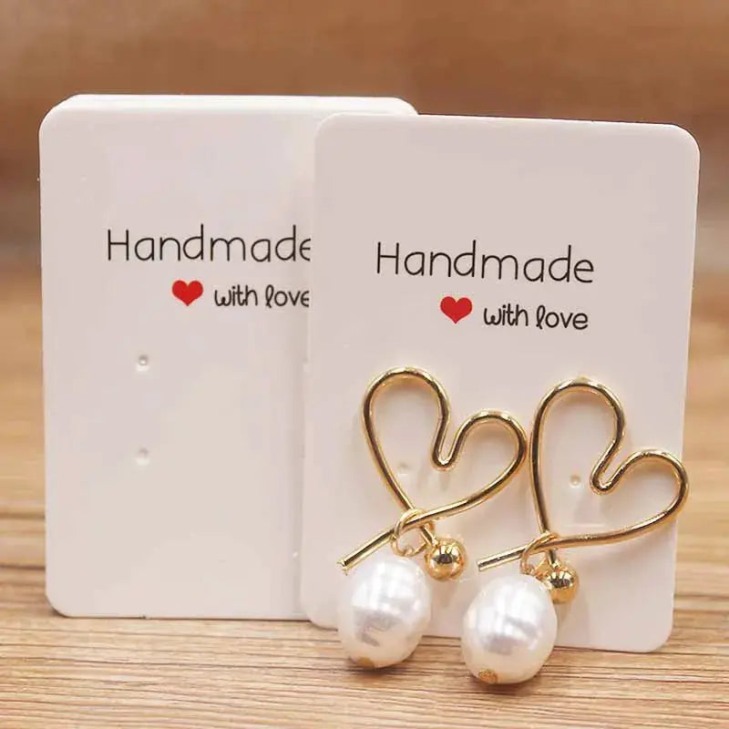 50 Pcs Paper Earring Cards Set Handmade Style Jewelry Cards 5x5cm 3x3cm 5x9cm 5x6.5cm 5x7cm Brown White DIY Packaging