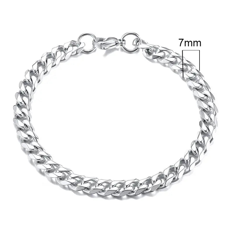 Vnox Stainless Steel Cuban Link Bracelet Unisex Curb Chain for Men and Women with Lobster Clasp