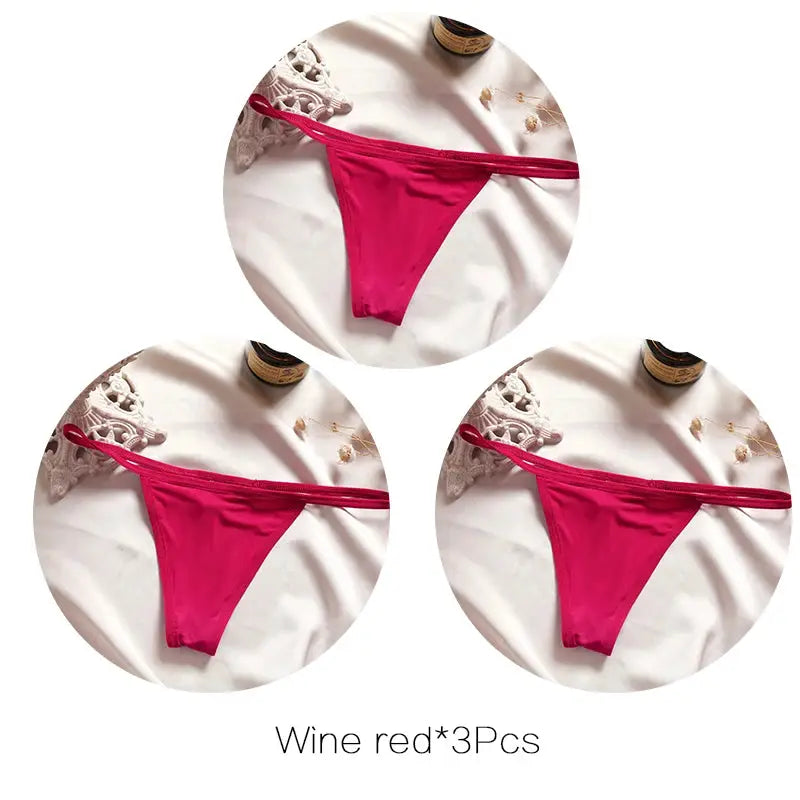 FINETOO 3-pack wine-red low-rise thong underwear for women by Simples Market