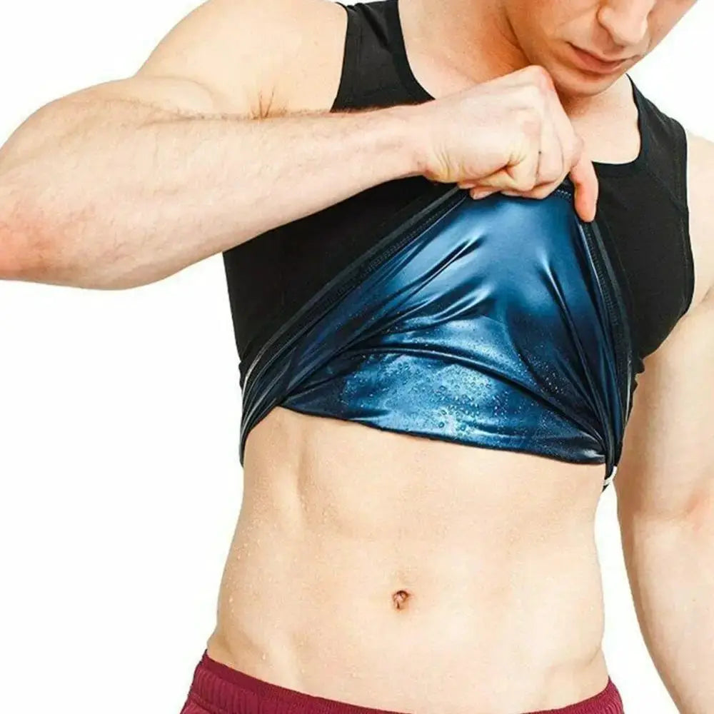 Men's neoprene sauna vest waist trainer in blue by Simples Market, gym shapewear