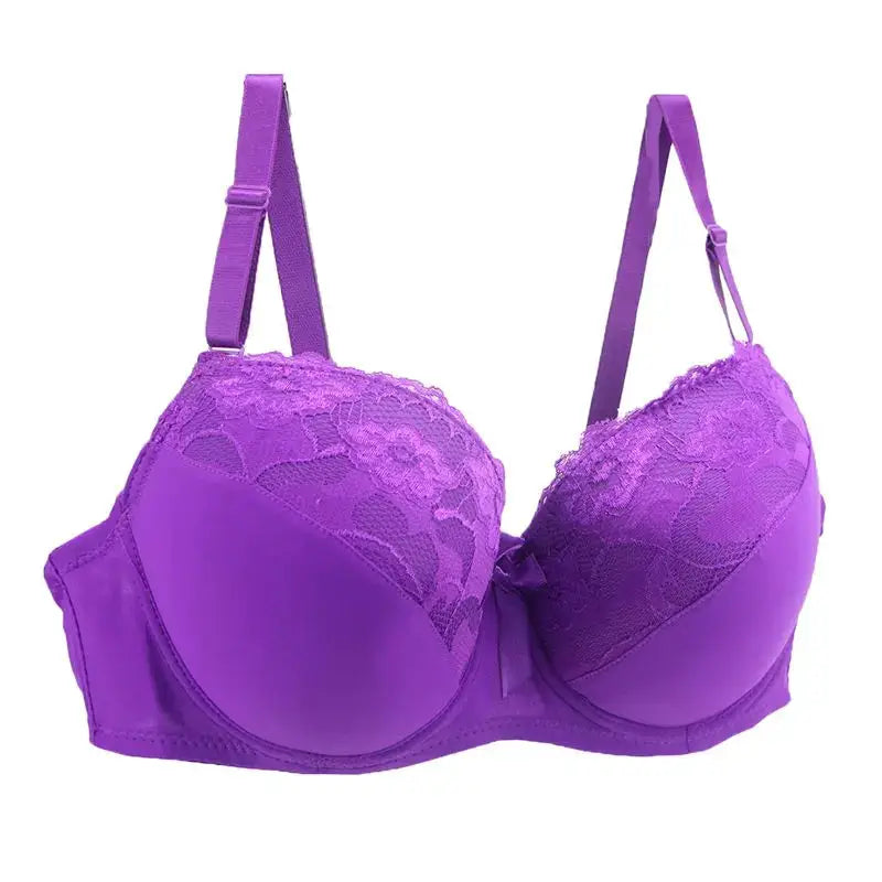 BCDE Cup lace push-up bra, purple floral lace underwire lingerie by Simples Market