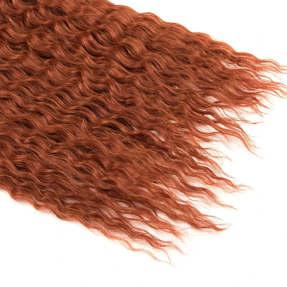 Ariel Curl Water Wave Crochet Hair extensions in copper red ombre, 22in, synthetic braiding by Simples Market