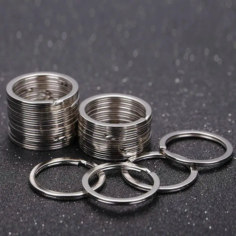 20pcs Metal Split Jump Rings And Hooks For DIY Jewelry And Keychain Pendant Making Accessory Rhodium Plated Iron Alloy