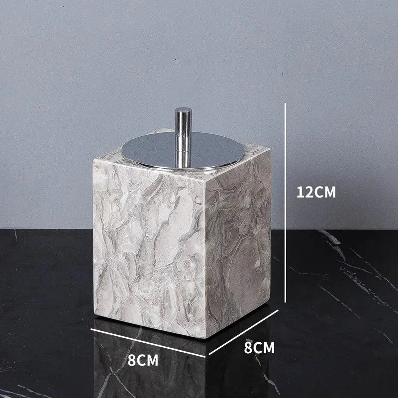 Bathroom accessories set in natural marble with chrome lid by Simples Market