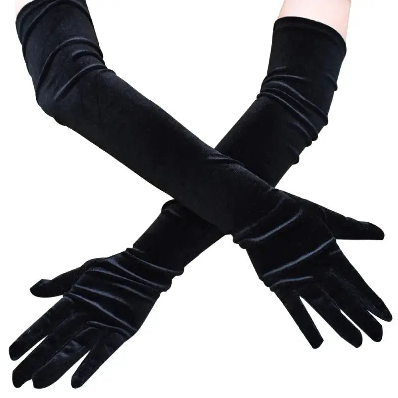 Velvet Gleam Luxury Velvet Evening Gloves For Women With Golden Accents Warm Autumn Winter Banquet Accessory