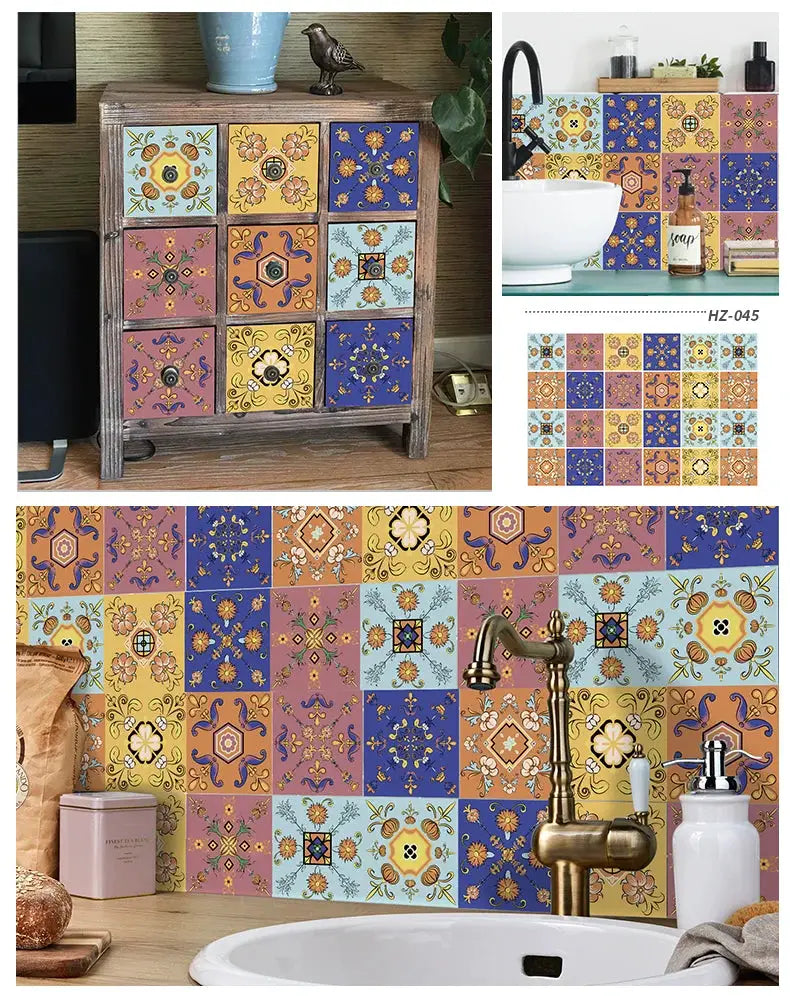 24pcs light-color tile wall sticker set by Simples Market for kitchen and bathroom; waterproof self-adhesive decals