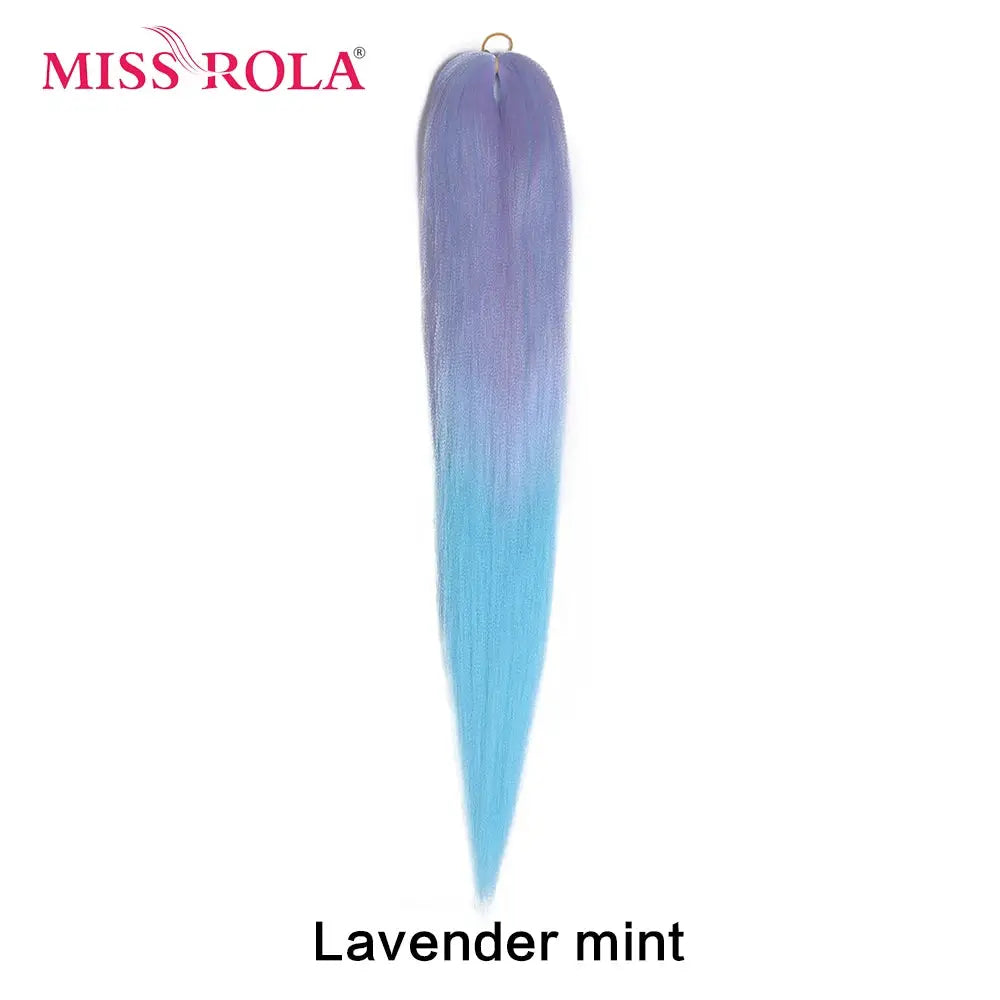 Miss Rola synthetic 30in kanekalon braid hair extension in lavender mint gradient, pre-stretched jumbo braid