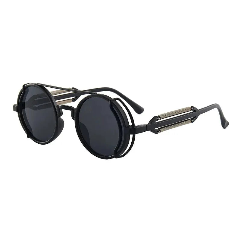 RMM Gothic Steampunk Round Sunglasses Unisex Retro PC Frame Luxury Designer High Quality Mirrored Lenses