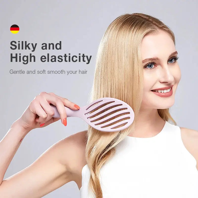 MR.GREEN hollow-out hair brush detangling comb in pink for scalp massage and wet or dry curly hair