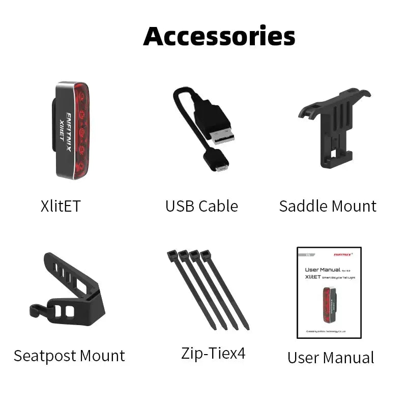 Enfitnix XlitET Smart Bicycle Taillight Auto Start Stop Rear Light With Brake Sensing USB Type C Charging Waterproof