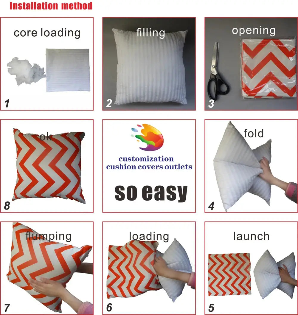 Corduroy cushion cover with orange chevron pattern for sofa or bed decoration