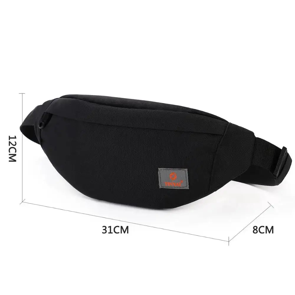 TINYAT black waist bag with adjustable strap, 31x12x8 cm
