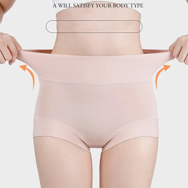 60S cotton high-rise panties for women in pale pink; abdomen-control briefs