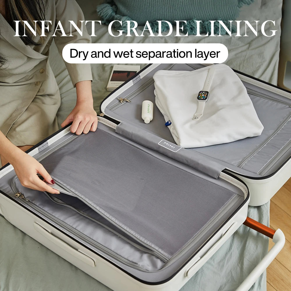 Simples Market Mixi wide-handle hard-side travel suitcase with PC shell, rolling spinner wheels, TSA lock, 20/24 inch