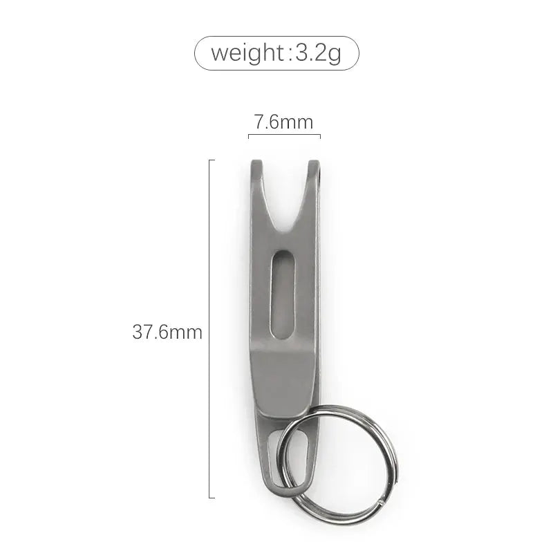 Titanium clasp key ring, lightweight EDC tool, 3.2g, 37.6mm tall